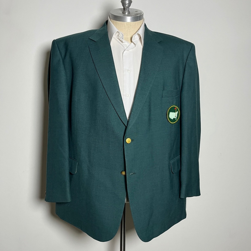 Stafford Blazer Mens 56R Green Solid Masters Golf Tournament Style Two Button